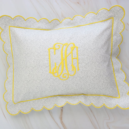 Daisy Dance Grey Liberty London Scalloped Boudoir Sham