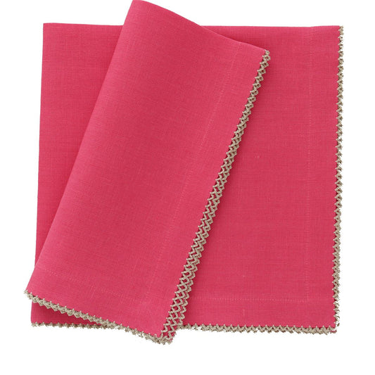 Lipstick Linen Dinner Napkins with Safari Picot Trim (each)