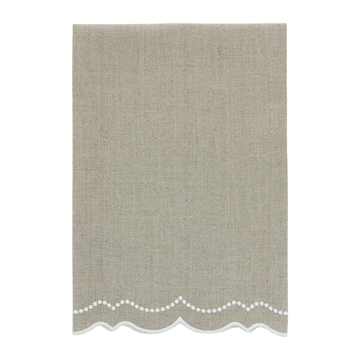 Dark Natural Olivia Dotted Scalloped Linen Guest Towel (each)