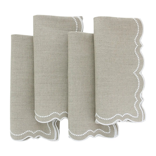 Dark Natural Olivia Dotted Linen Dinner Napkins (each)