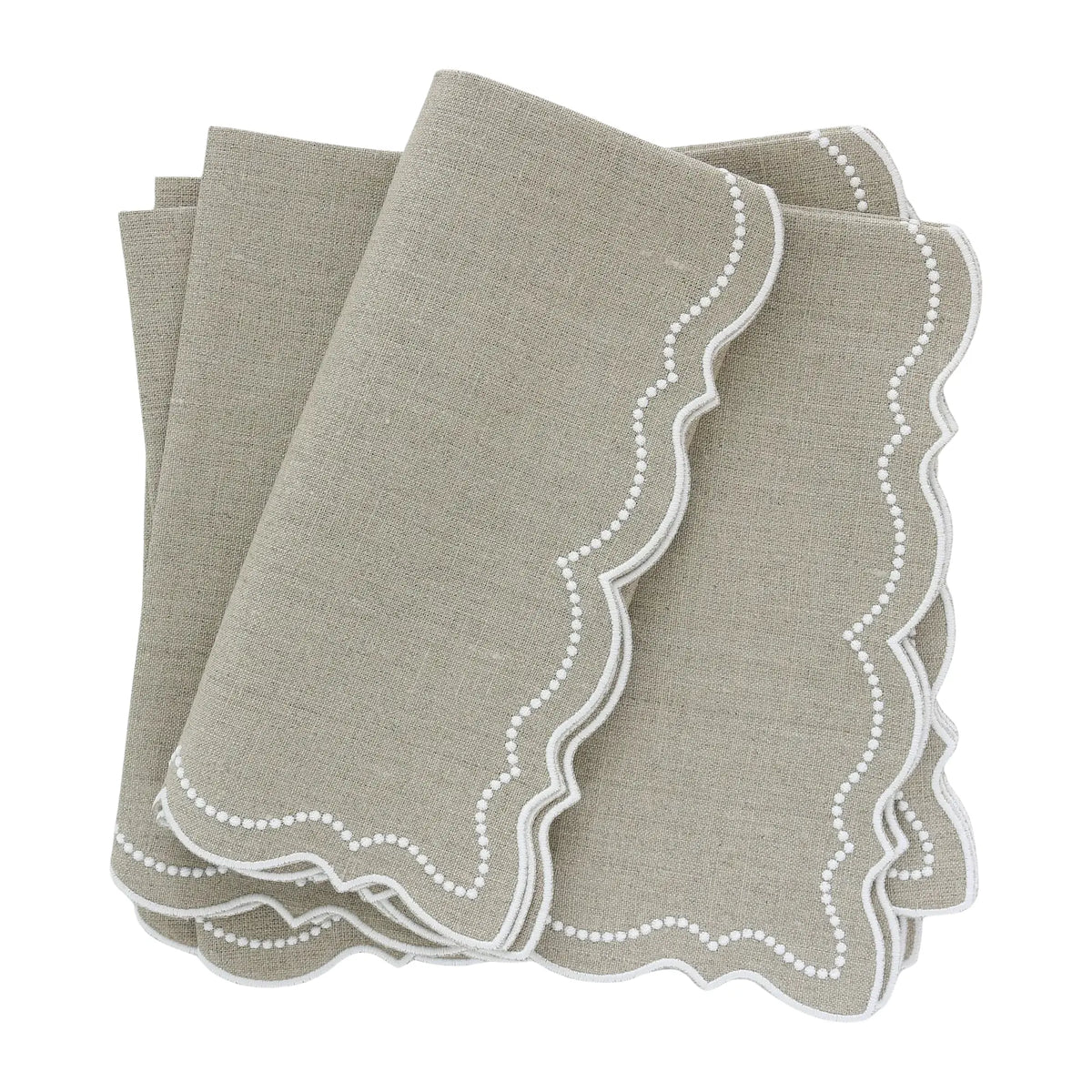Dark Natural Olivia Dotted Linen Dinner Napkins (each)