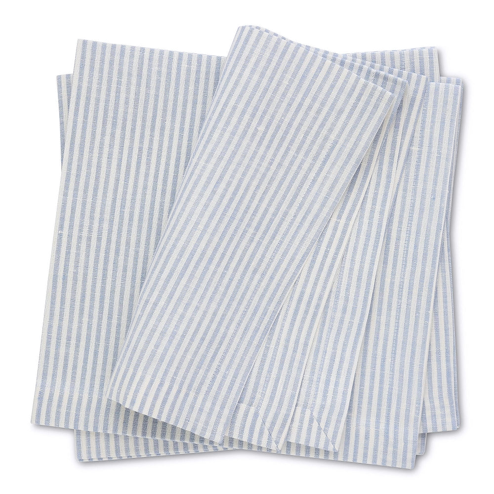 Light Blue Narrow Stripes Linen Napkins (each)