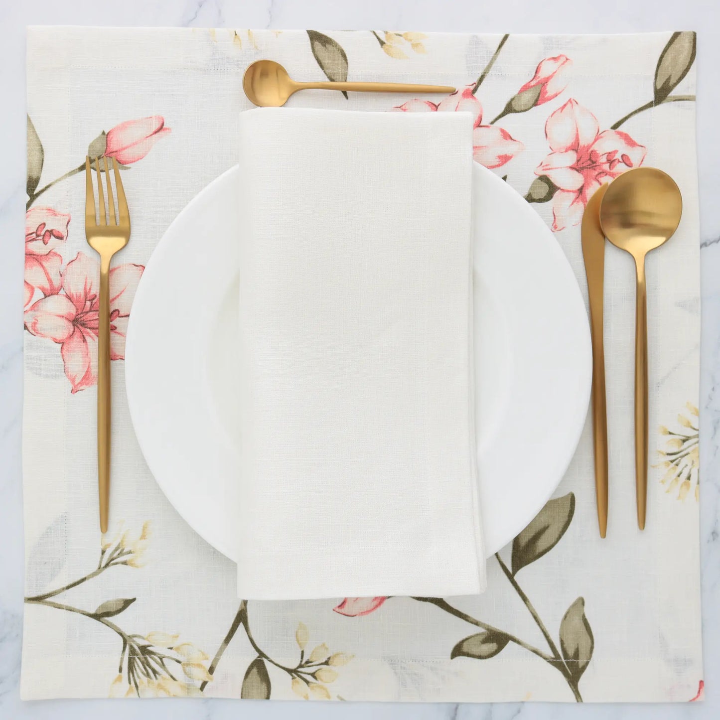 Pink Lily floral print linen placemats (each)