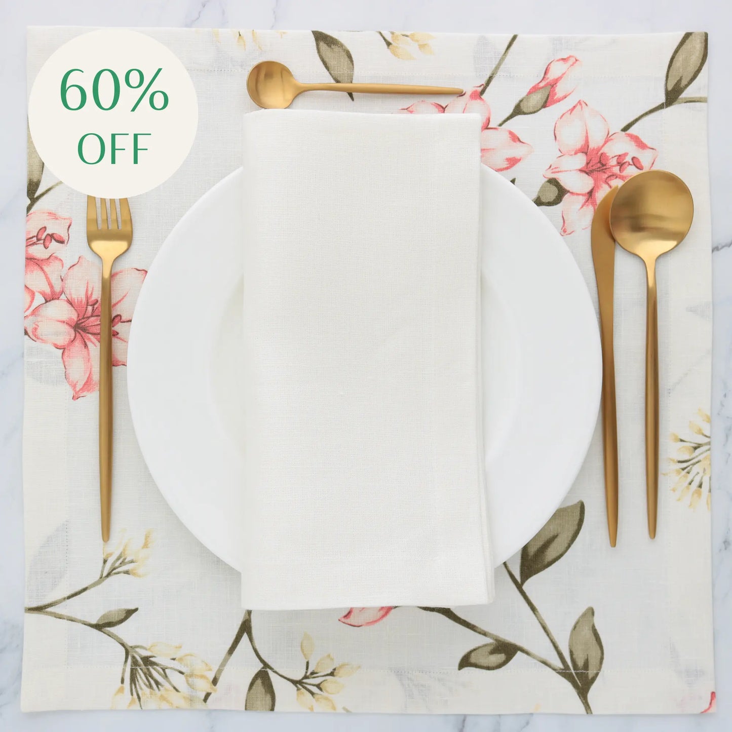 Pink Lily floral print linen placemats (each)