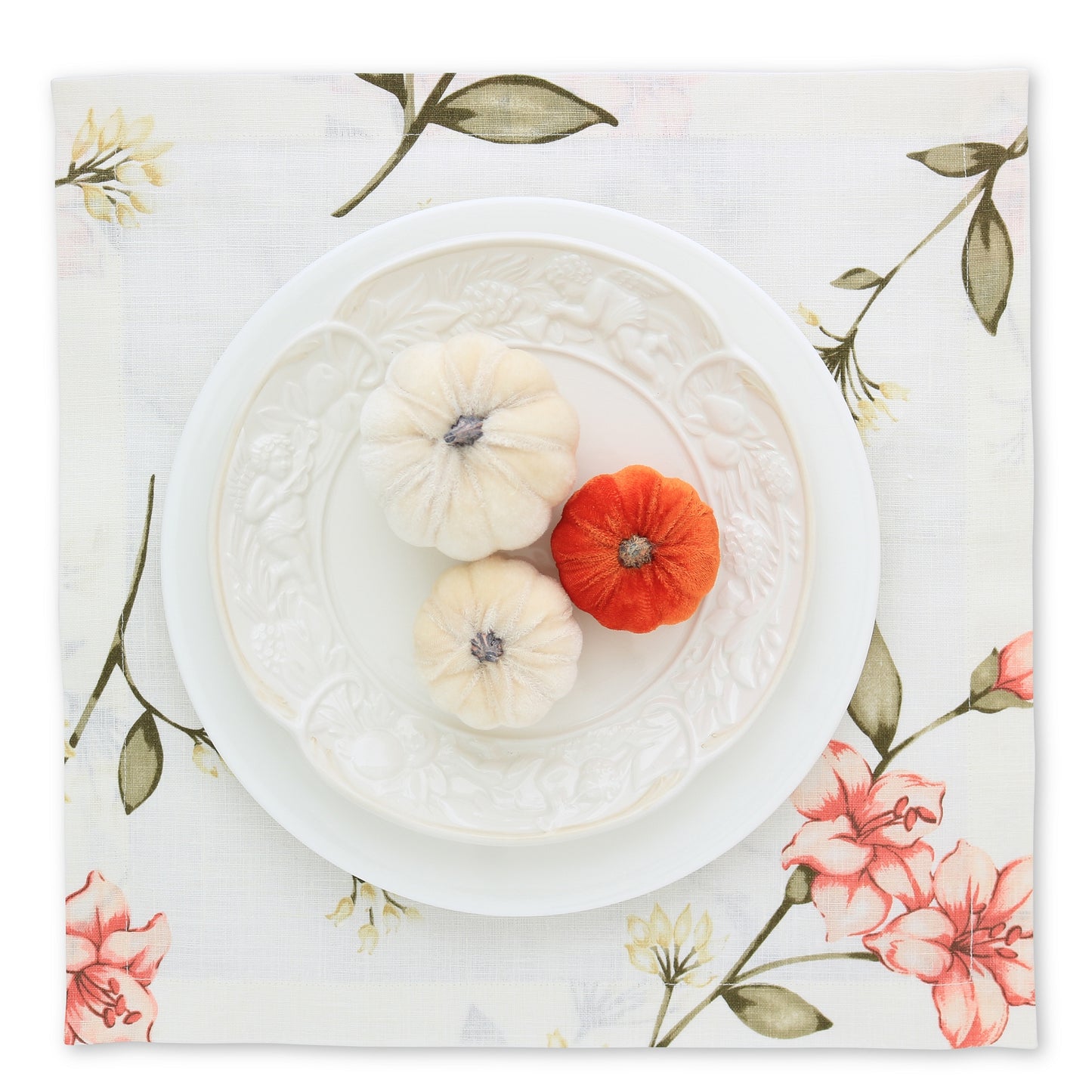 Pink Lily floral print linen placemats (each)