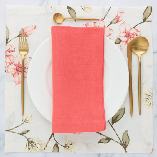 Pink Lily floral print linen placemats (each)