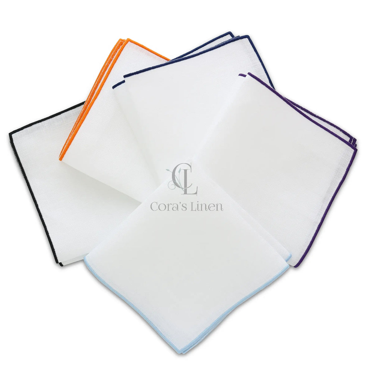 Straight Edge Embroidered Linen Handkerchief (each)