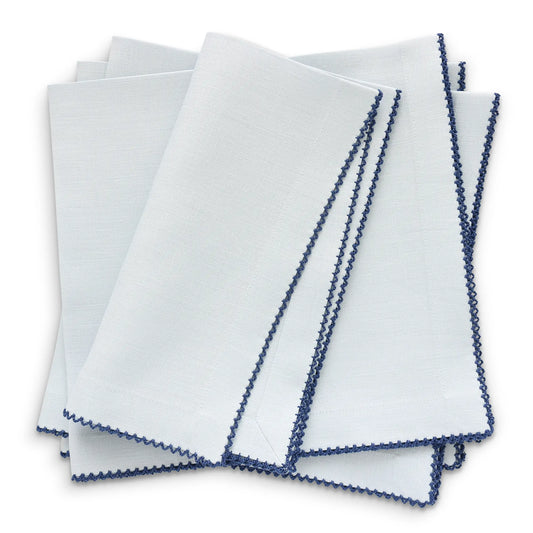 Ice Blue Linen Dinner Napkins with Picot Trim (each)