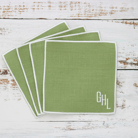 Autumn Green Turin Linen Cocktail Napkins (set of 4)