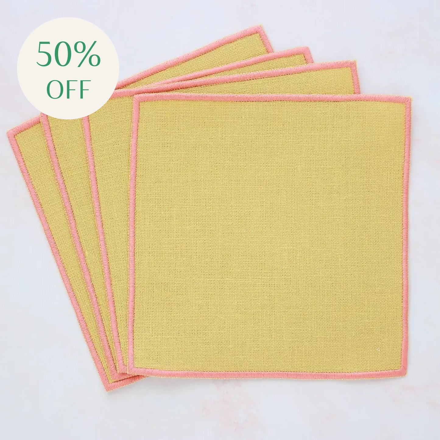Citron Gold Turin Linen Cocktail Napkins (set of 4)