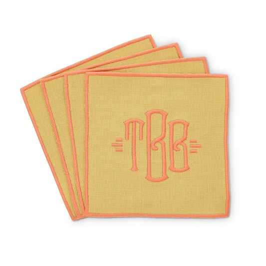 Citron Gold Turin Linen Cocktail Napkins (set of 4)
