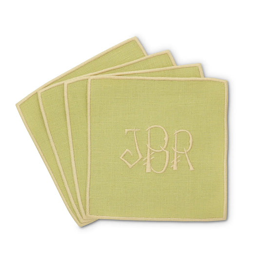 Georgia Green Turin Linen Cocktail Napkins (set of 4)