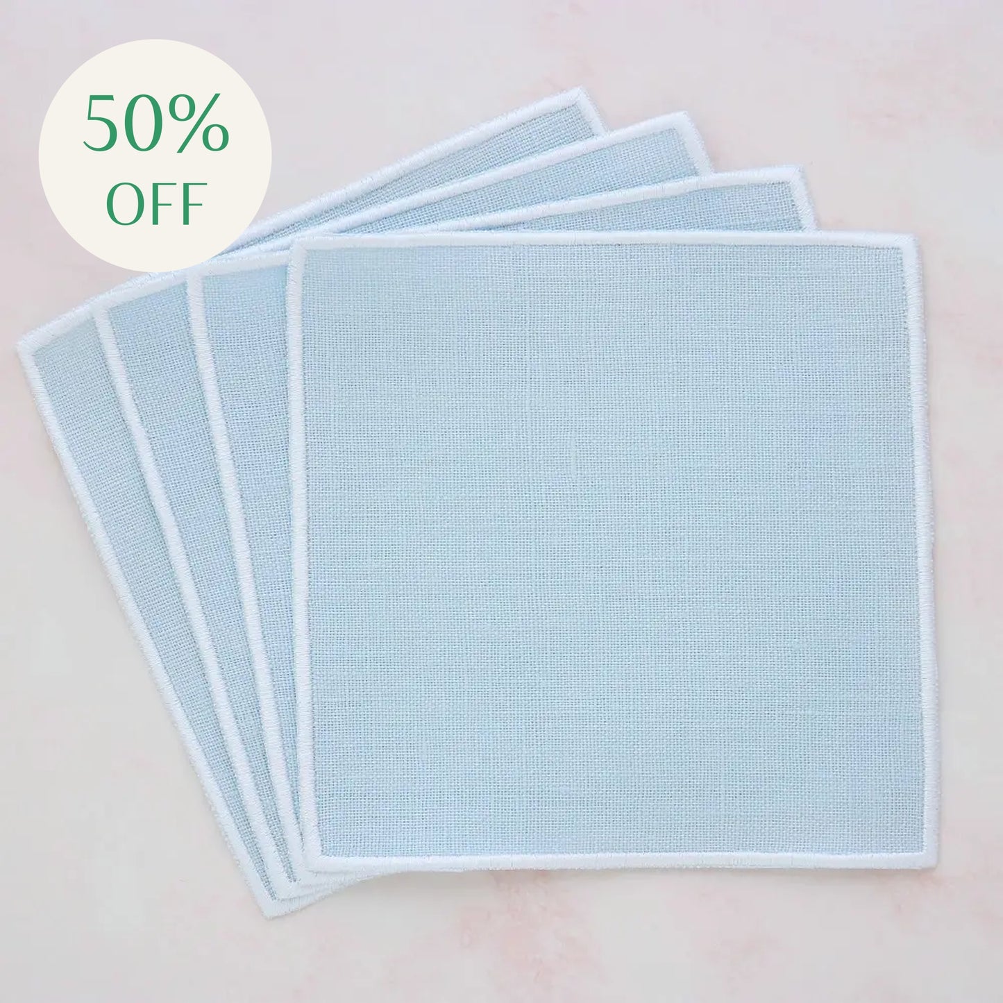 Baby Blue Turin Linen Cocktail Napkins (set of 4)