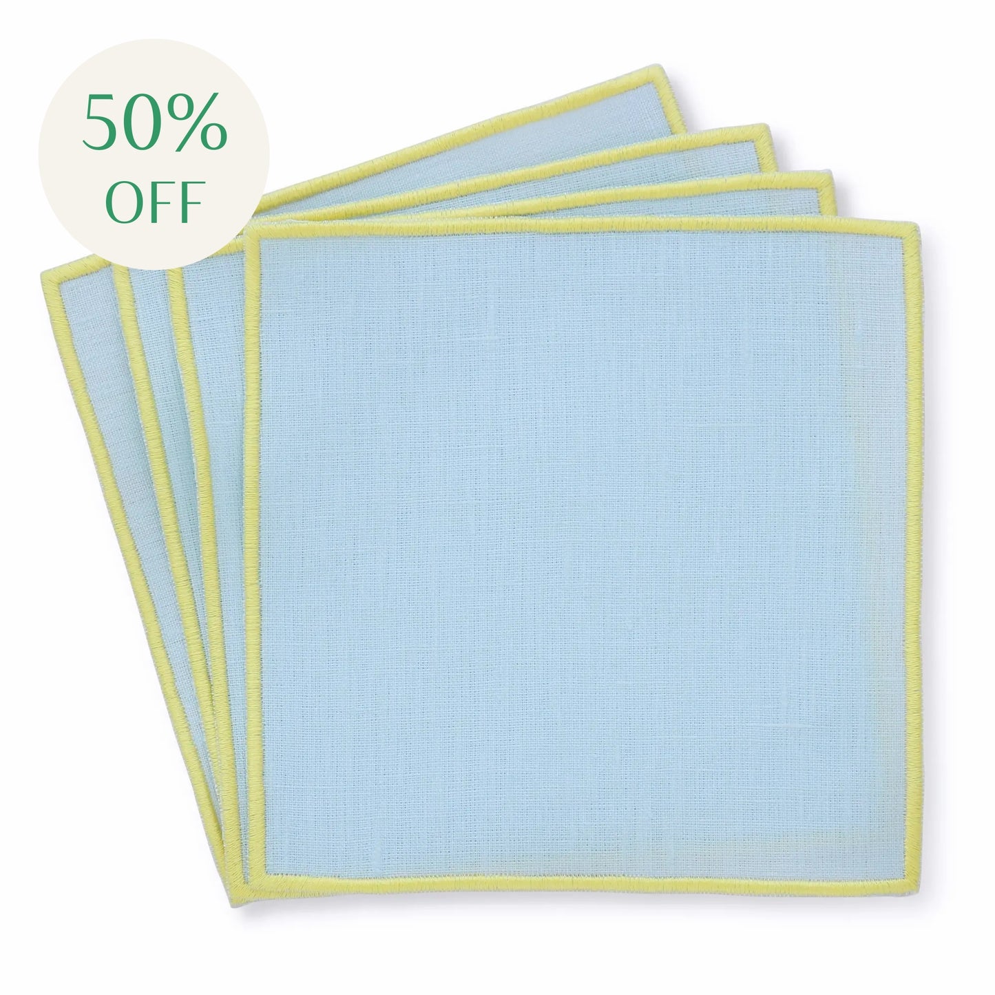 Illusion Blu Turin Linen Cocktail Napkins (set of 4)