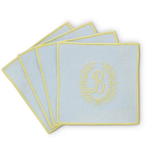 Illusion Blu Turin Linen Cocktail Napkins (set of 4)