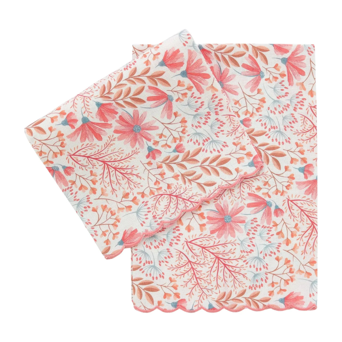 Floral Prints Scalloped Linen Guest Towel (each)