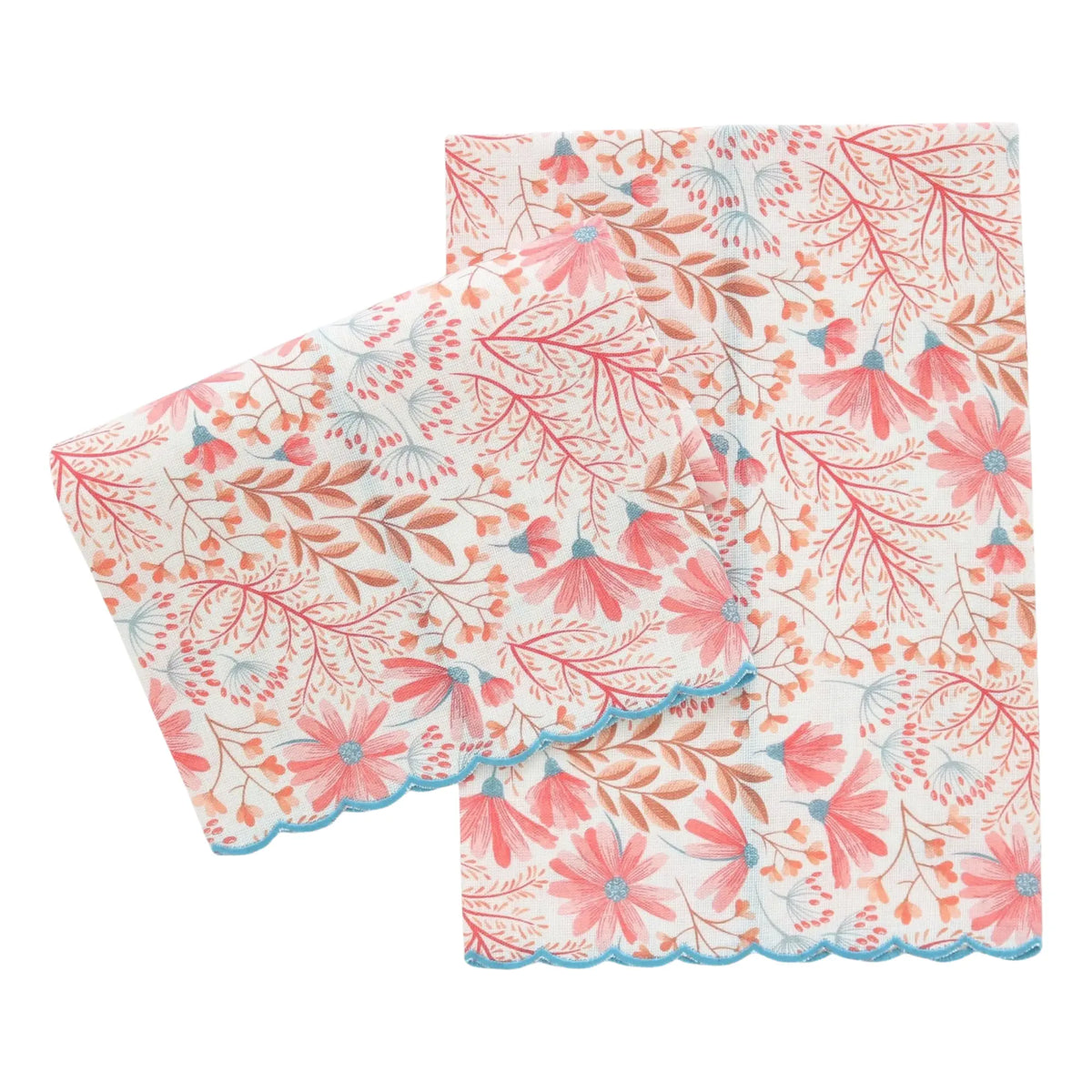 Floral Prints Scalloped Linen Guest Towel (each)