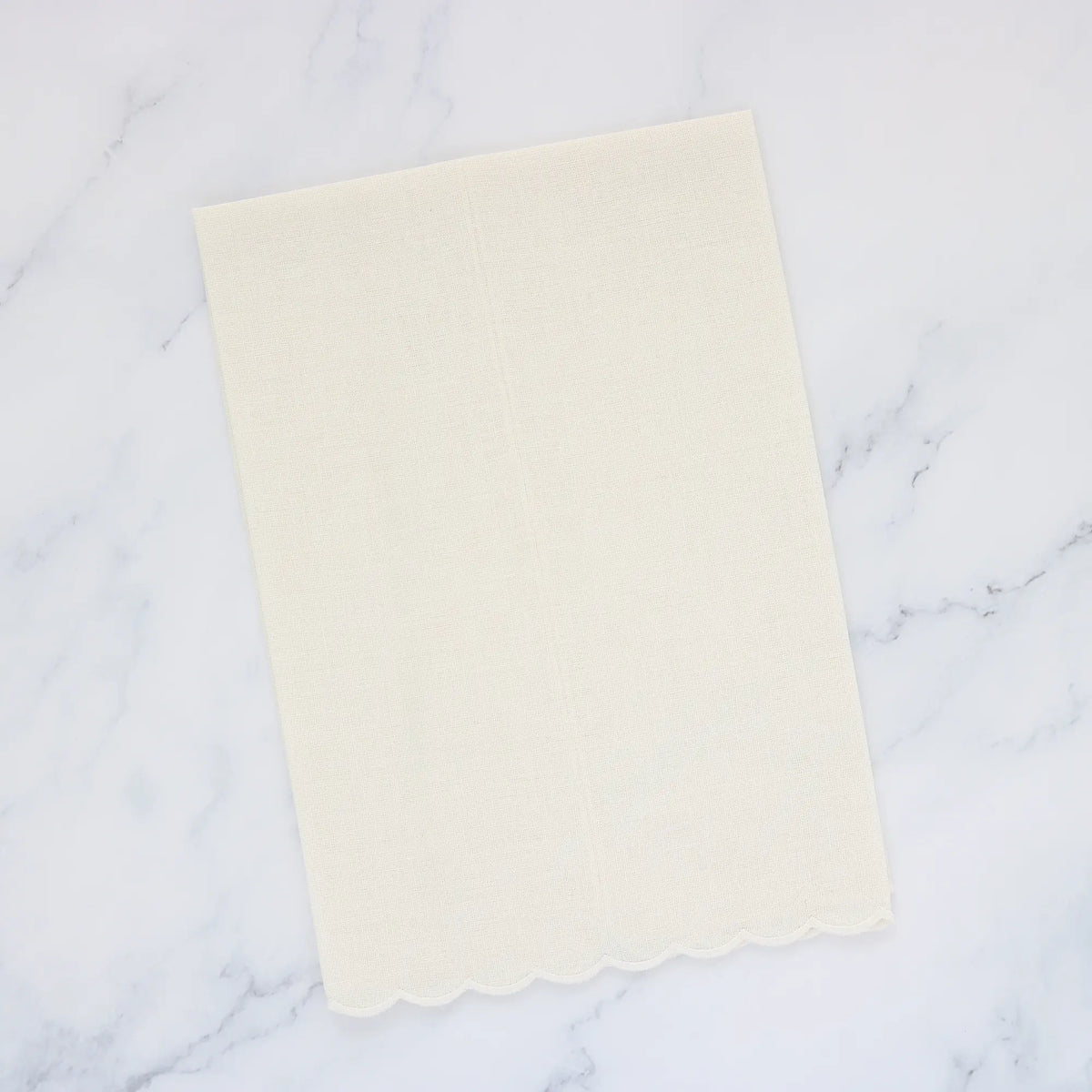 Cream Verona Scalloped Linen Guest Towel