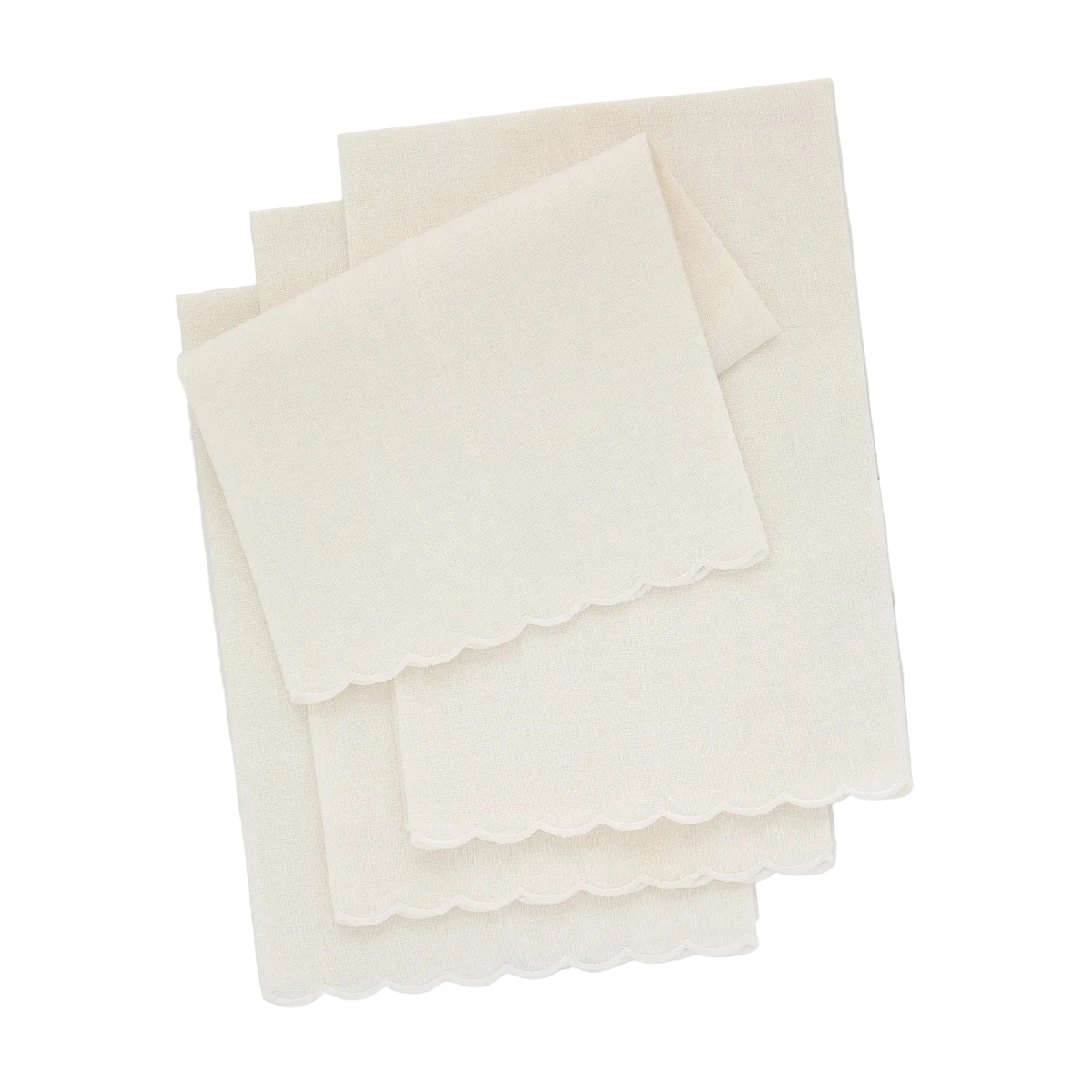 Cream Verona Scalloped Linen Guest Towel