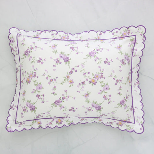 Purple Flowers Scalloped Boudoir Sham