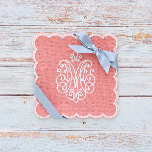 Scalloped Linen Cocktail Napkins (set of 4)