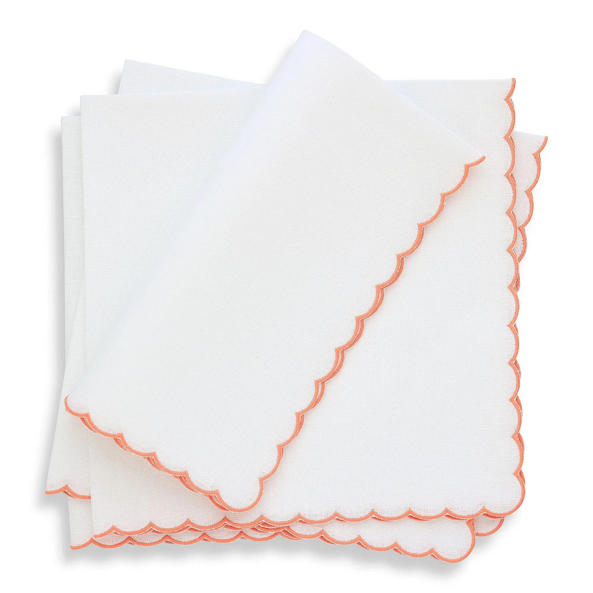 Verona Small Scalloped White Linen Dinner Napkins (each)