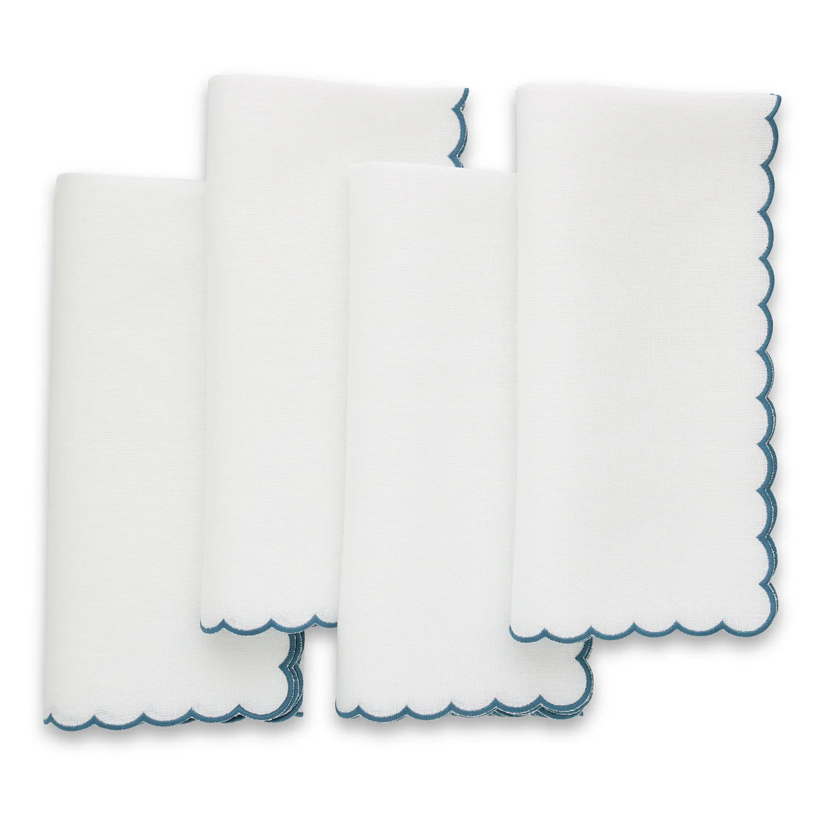Verona Small Scalloped White Linen Dinner Napkins (each)