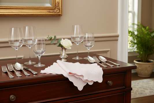 Linen "Wave" border dinner Napkins (each)