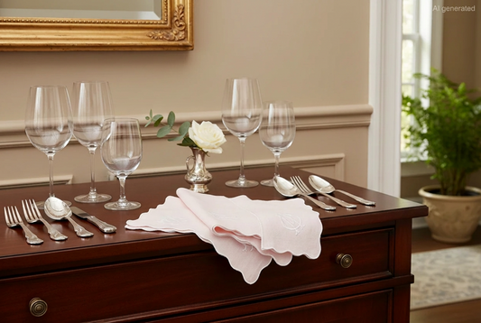 Linen "Wave" border dinner Napkins (each)