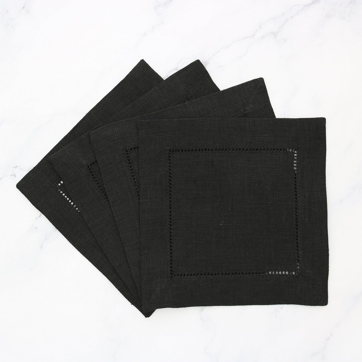 Black 6x6 Hemstitched Cocktail Napkins (set of 6)
