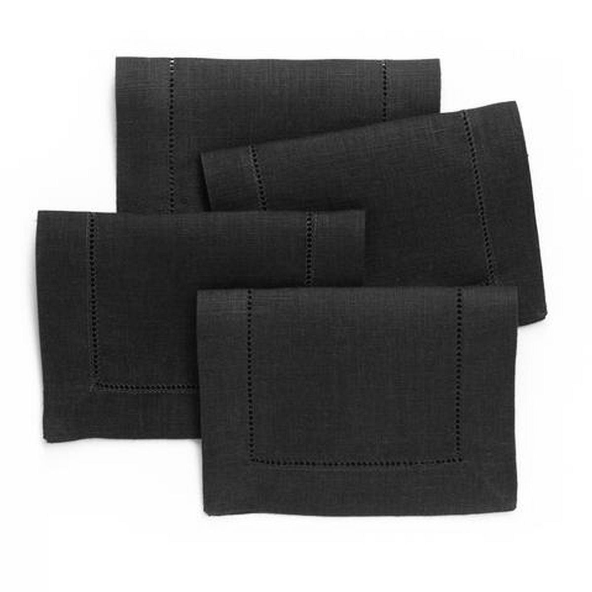 Black 6x9 Hemstitched Cocktail Napkins (set of 4)