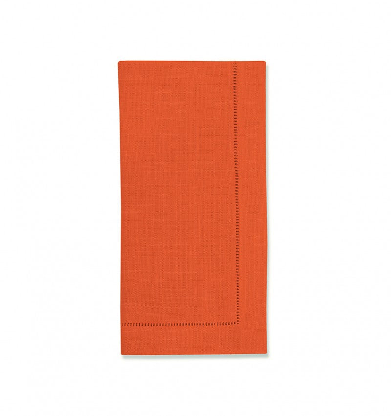 Tangerine Hemstitched Linen Dinner Napkins (set of 4)