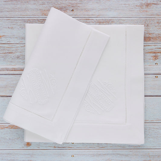 White Hemstitched Linen Dinner Napkins (each)