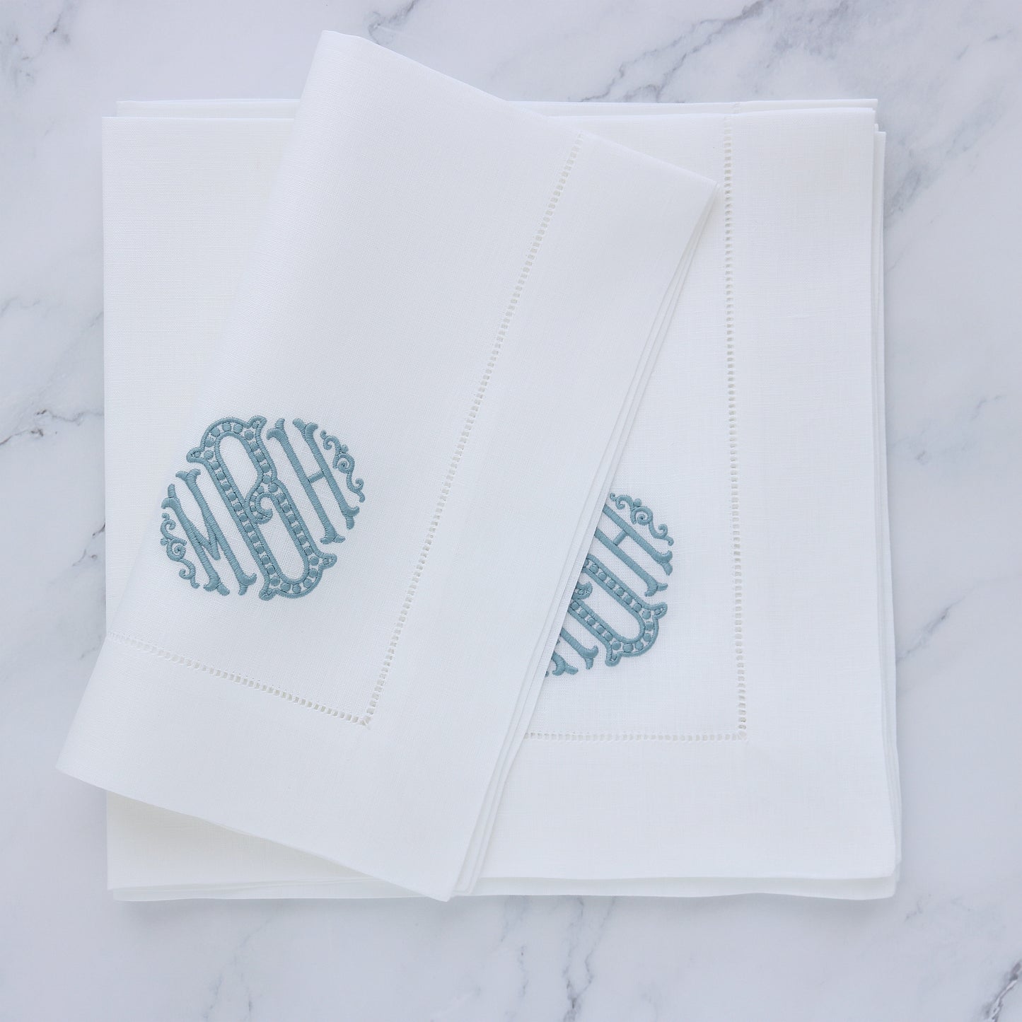 White Hemstitched Linen Dinner Napkins (each)