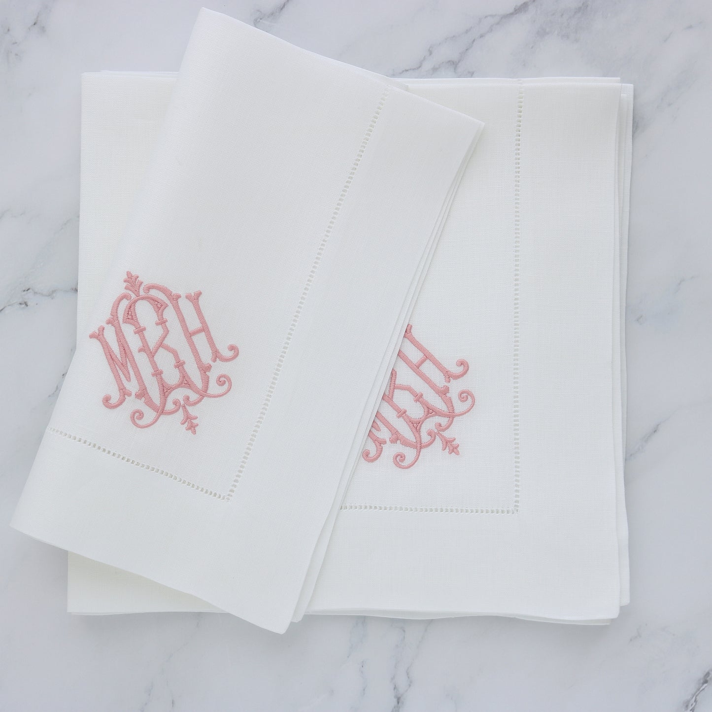 White Hemstitched Linen Dinner Napkins (each)