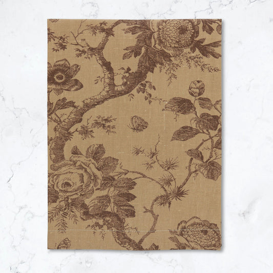 Brown Floral Toile Linen Guest Towel (each)