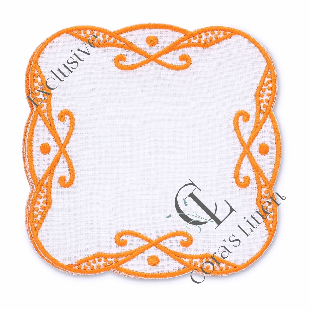 Charlotte Embroidered Edge Linen Cocktail Napkins (set of 4)