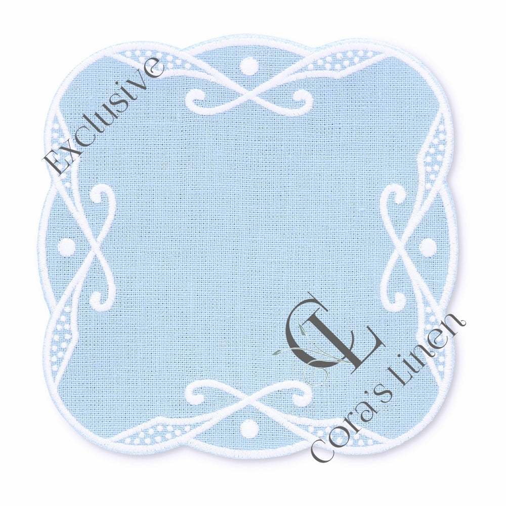 Charlotte Embroidered Edge Linen Cocktail Napkins (set of 4)