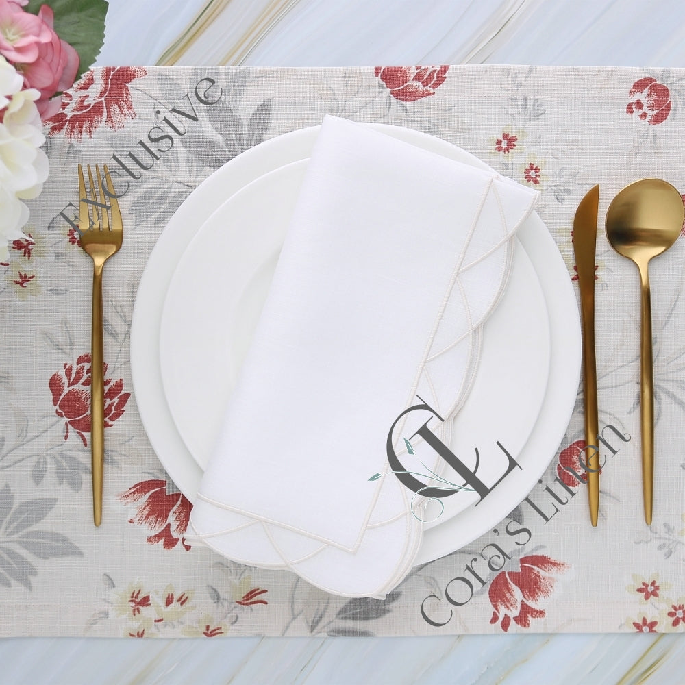Overlapped Scallops Linen Napkins and Placemats (each)
