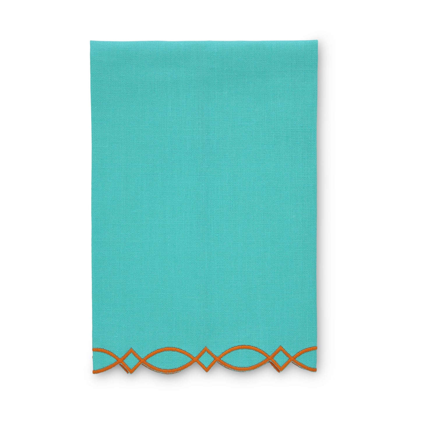 Caribbean Teal Donna embroidered guest towel in Orange