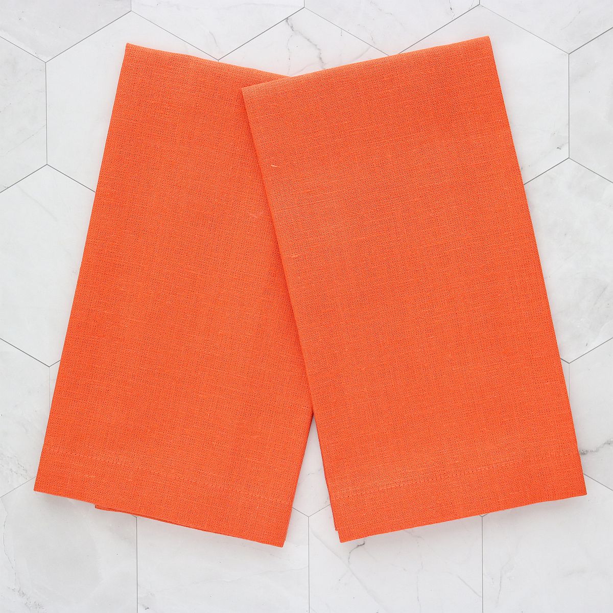 ORANGE tones Plain Hem Linen Guest Towels (each)
