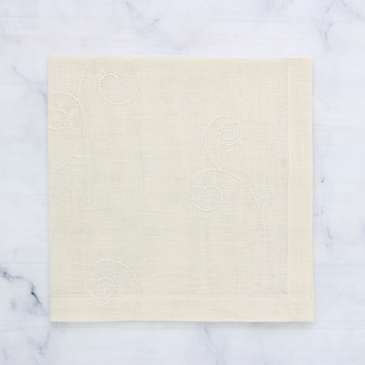 Cream sheer embroidered linen dinner napkins each)