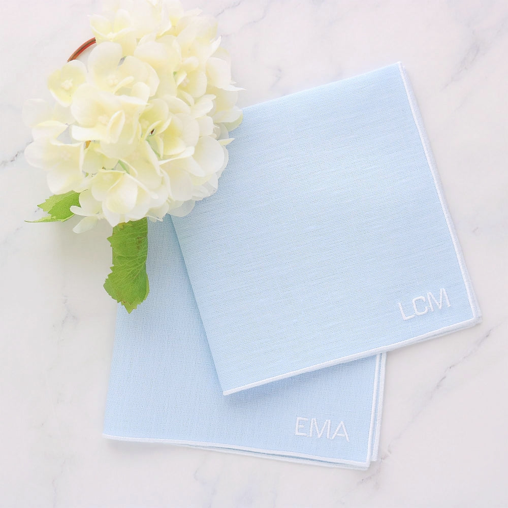 Straight Edge Embroidered Linen Handkerchief (each)