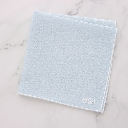 Straight Edge Embroidered Linen Handkerchief (each)