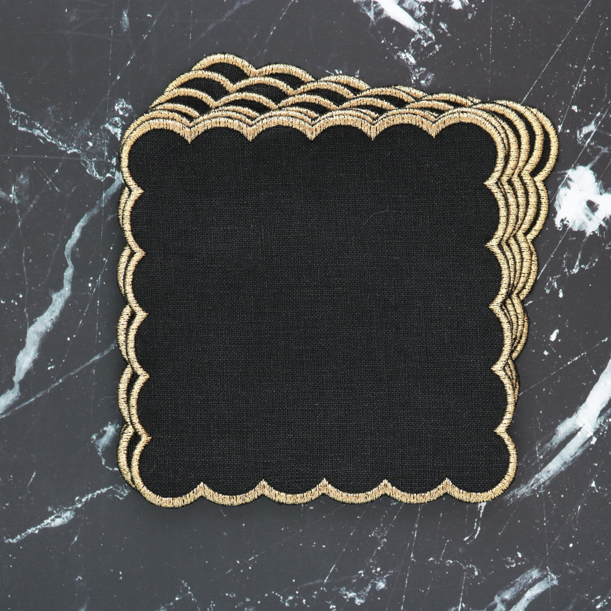 Scalloped Linen Cocktail Napkins (set of 4)