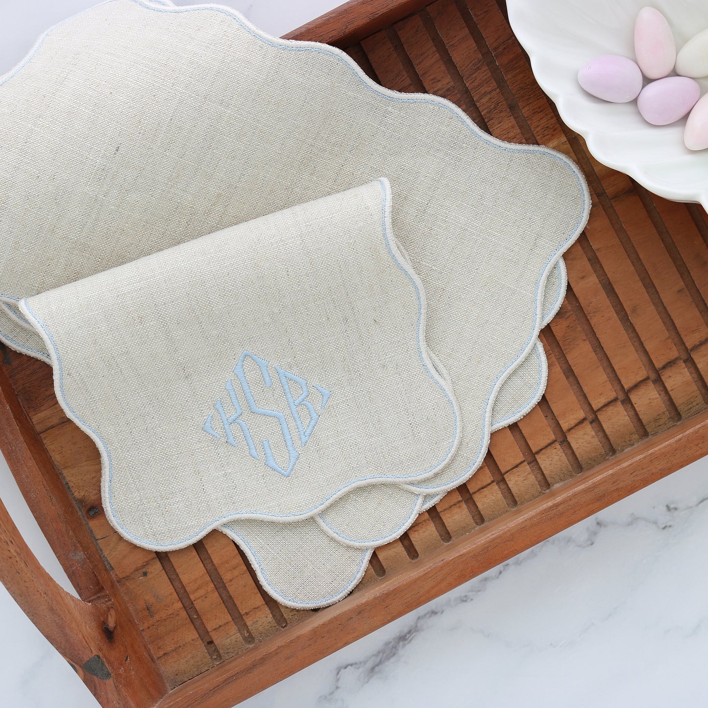 Waves Linen Cocktail Napkins (set of 4)
