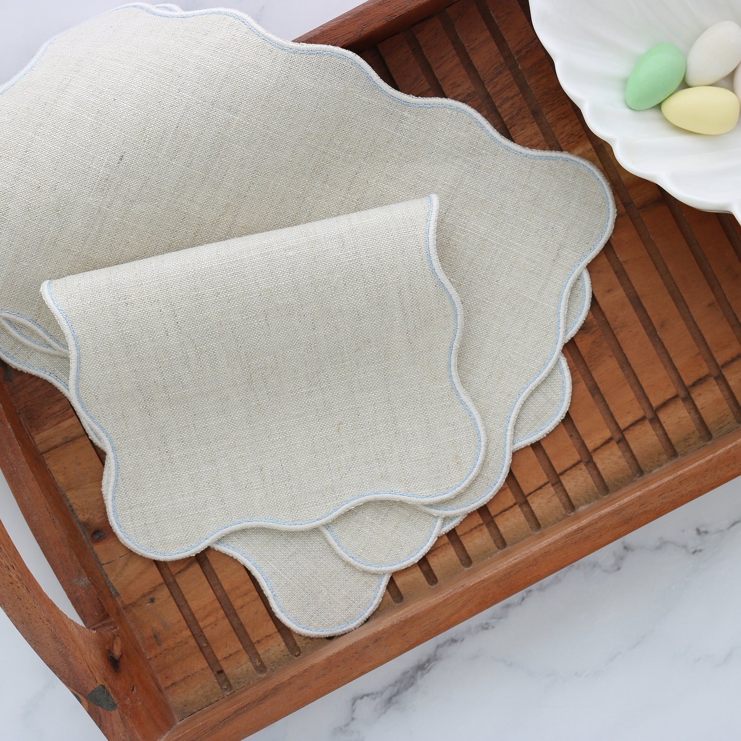 Waves Linen Cocktail Napkins (set of 4)