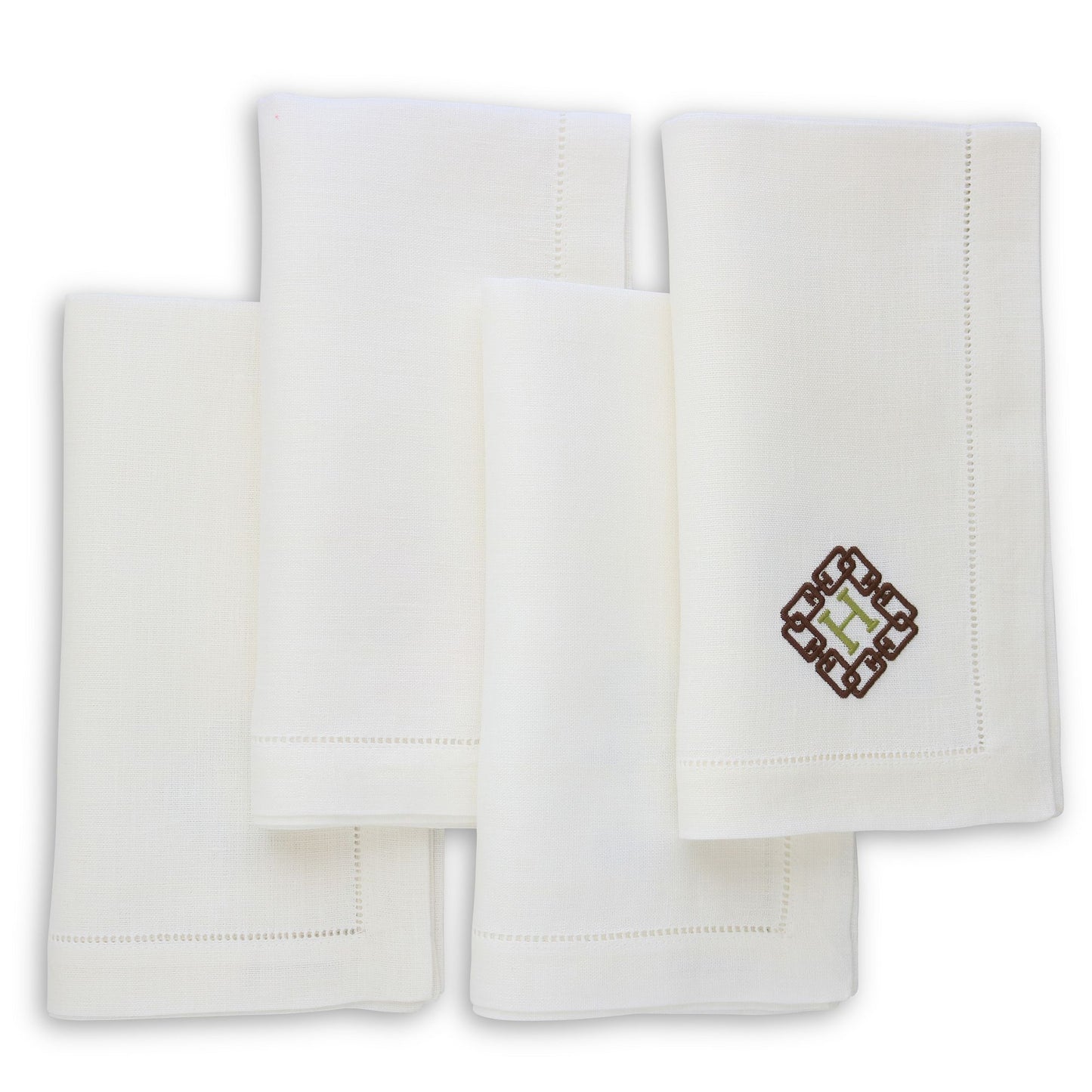 White Hemstitched Linen Dinner Napkins (set of 4)