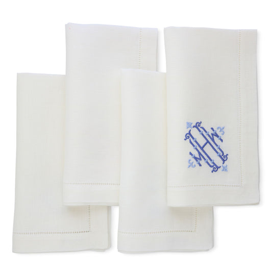 White Hemstitched Linen Dinner Napkins (set of 4)