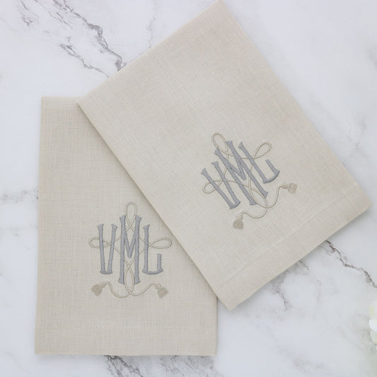 BEIGE tones Plain Hem Linen Guest Towels (each)